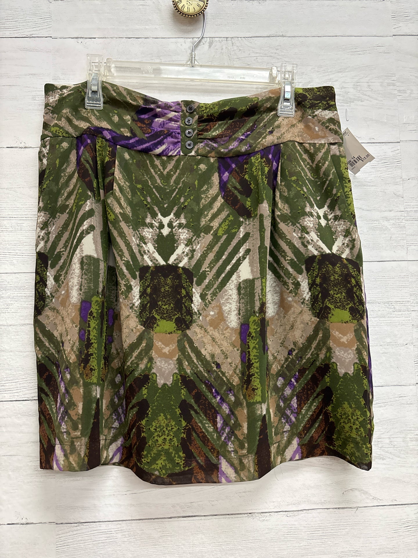 Size 14 Worthington Green Print Skirt