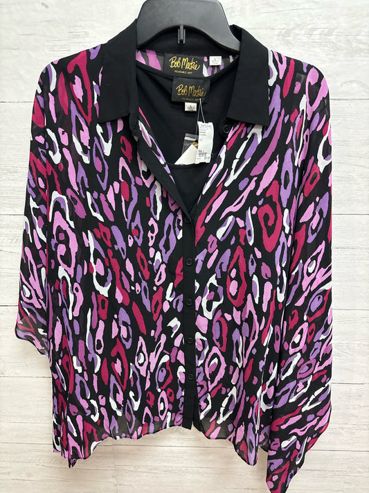 Size L Bob Mackie Purple/Black Womens Shirt