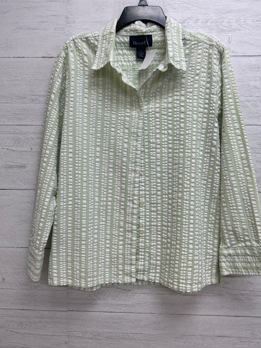 Size M Denim & Co. Green/White Shirt