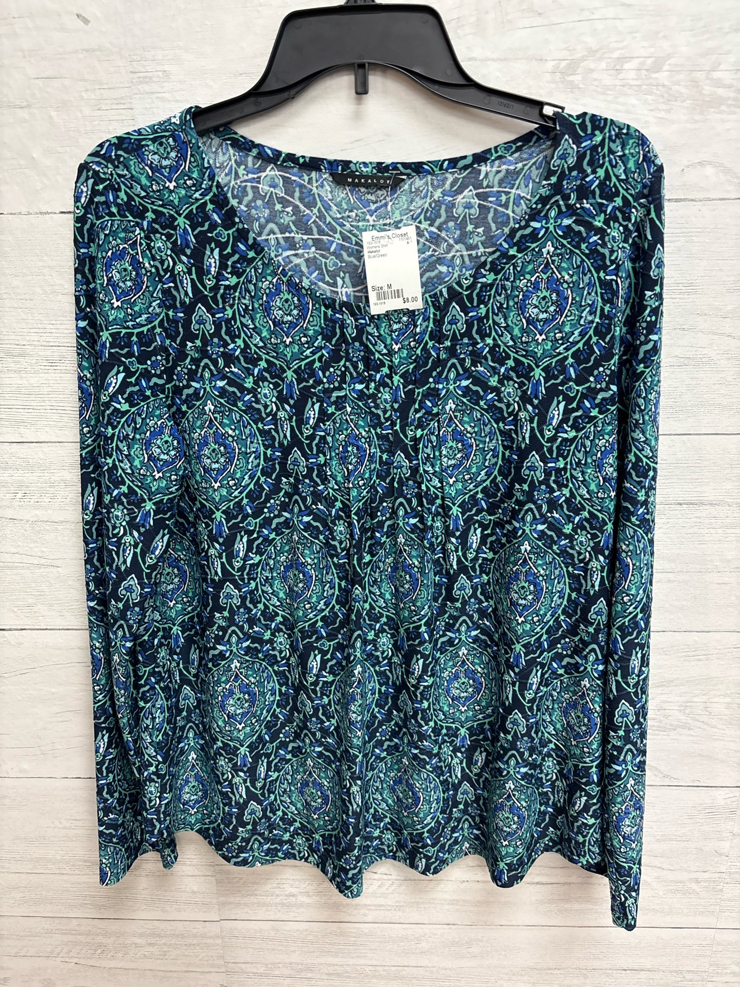 Size M Makalot Blue/Green Womens Shirt