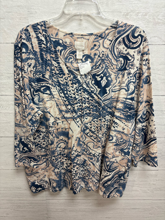 Size 4 Chico's Design blue/tan Womens Shirt