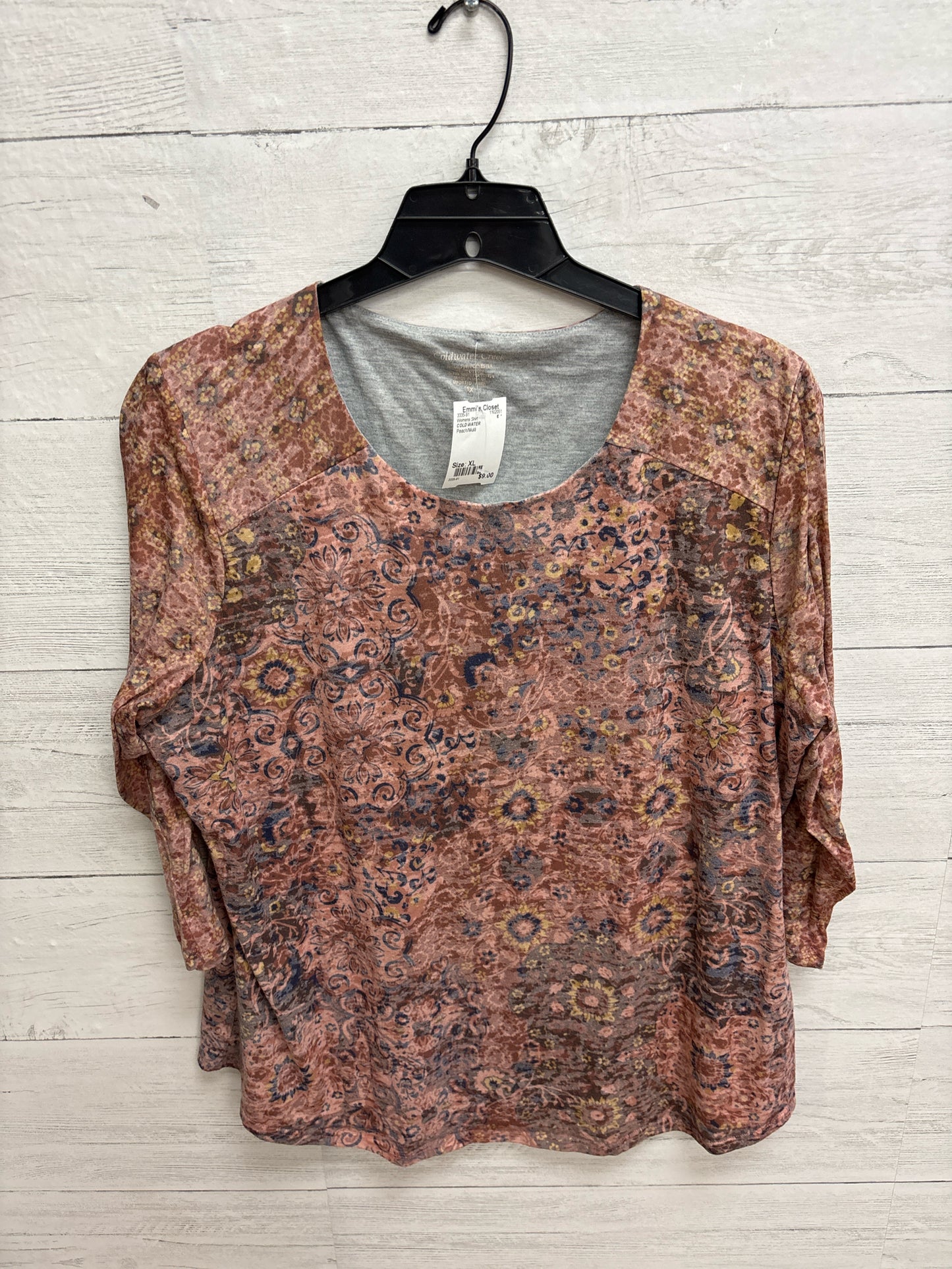 Size XL COLD WATER Peach/Multi Womens Shirt