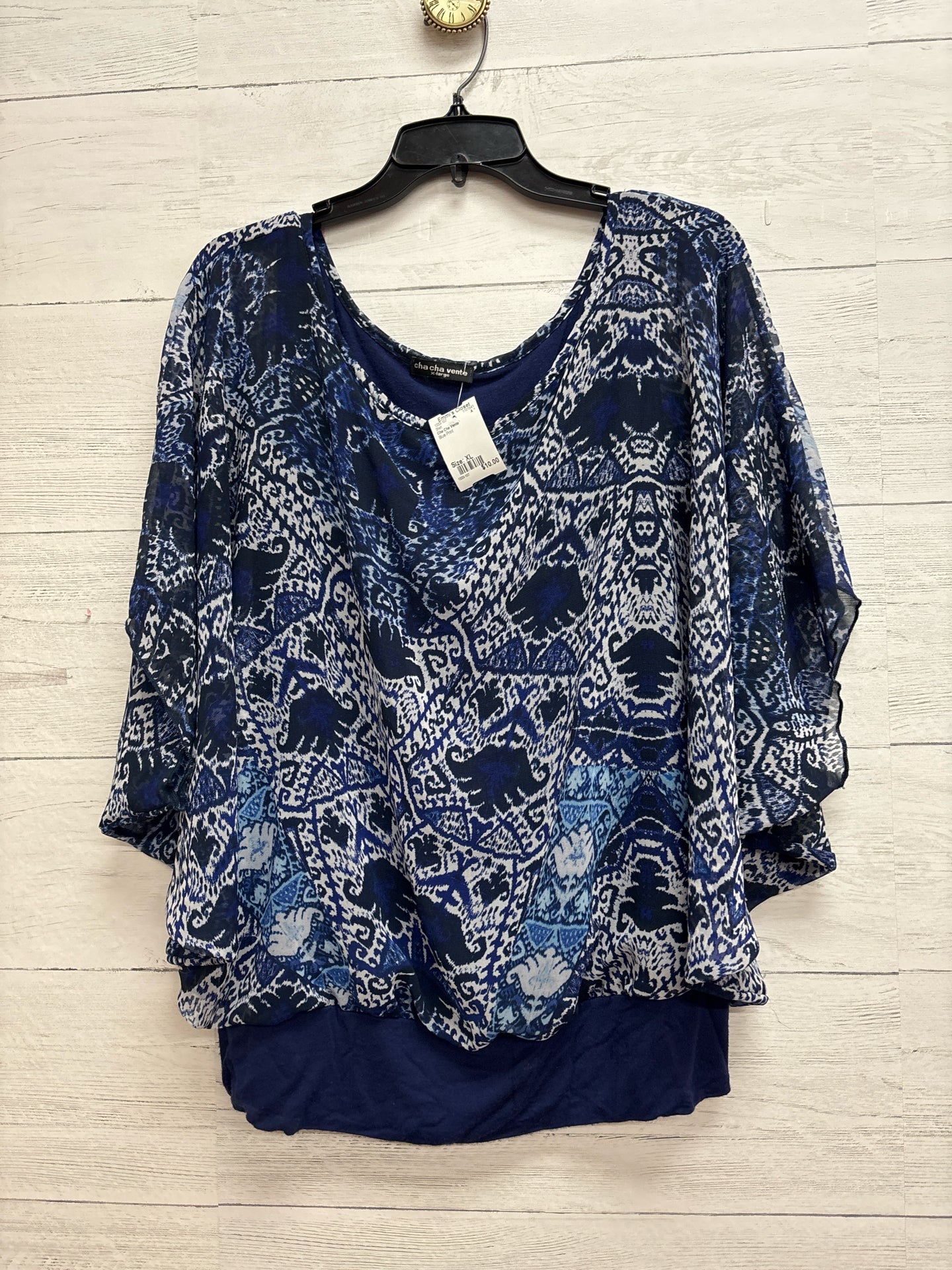 Size XL Cha Cha Vente Blue Print Shirt