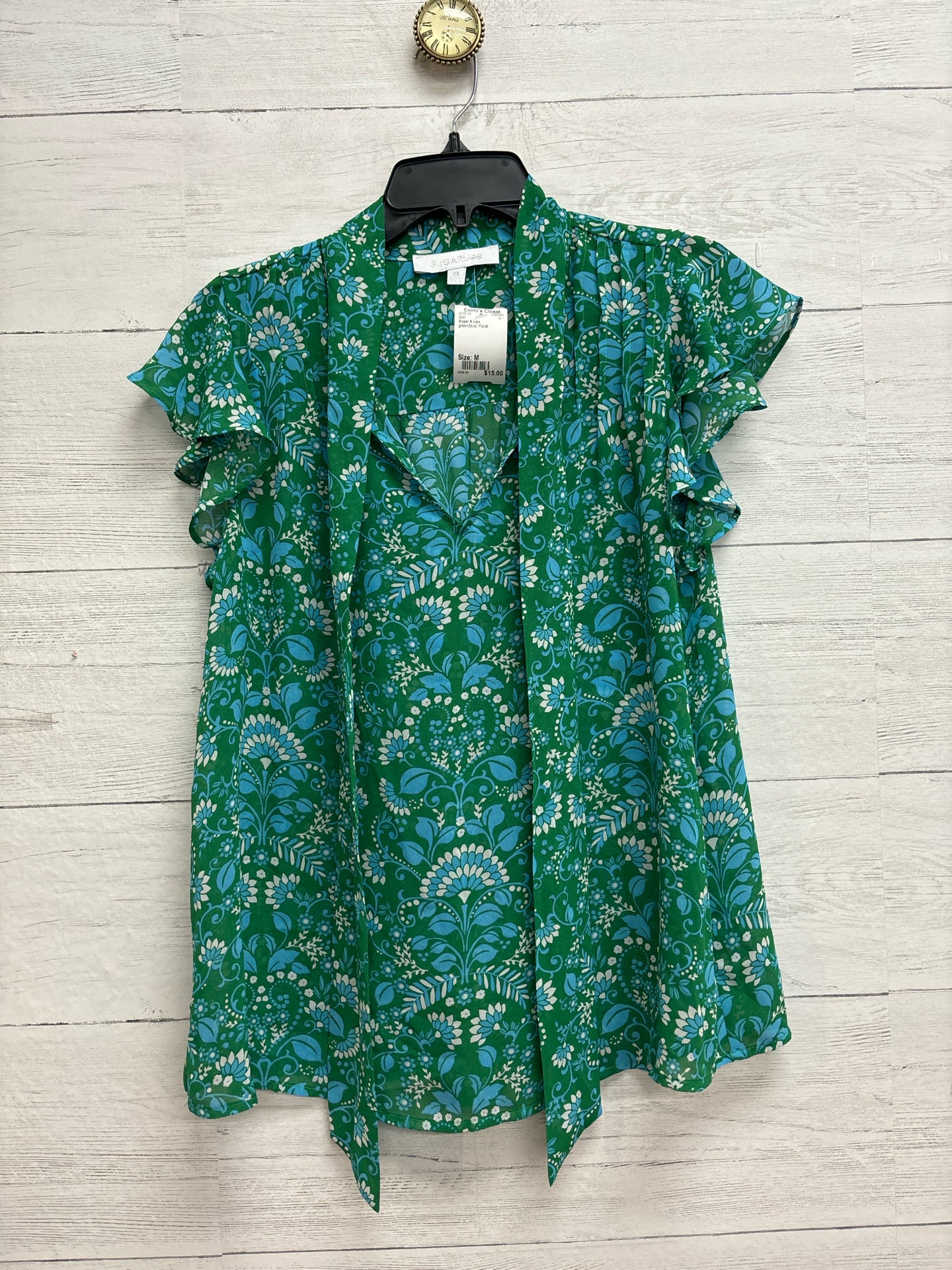 Size M Sugar & Lips green/blue Shirt