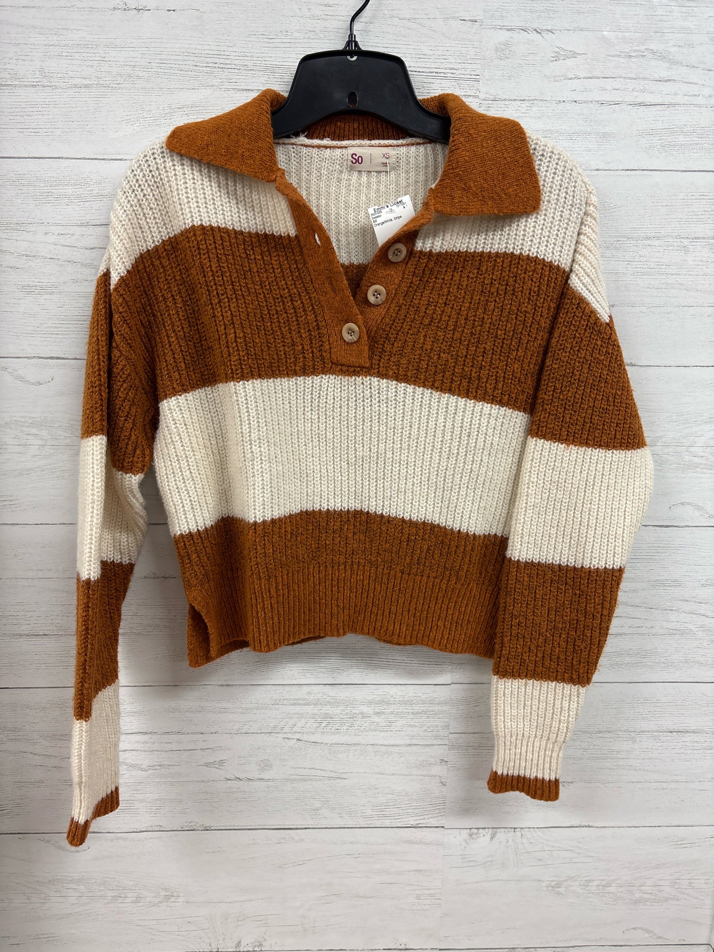 Size XS SO Orange/White Sweater