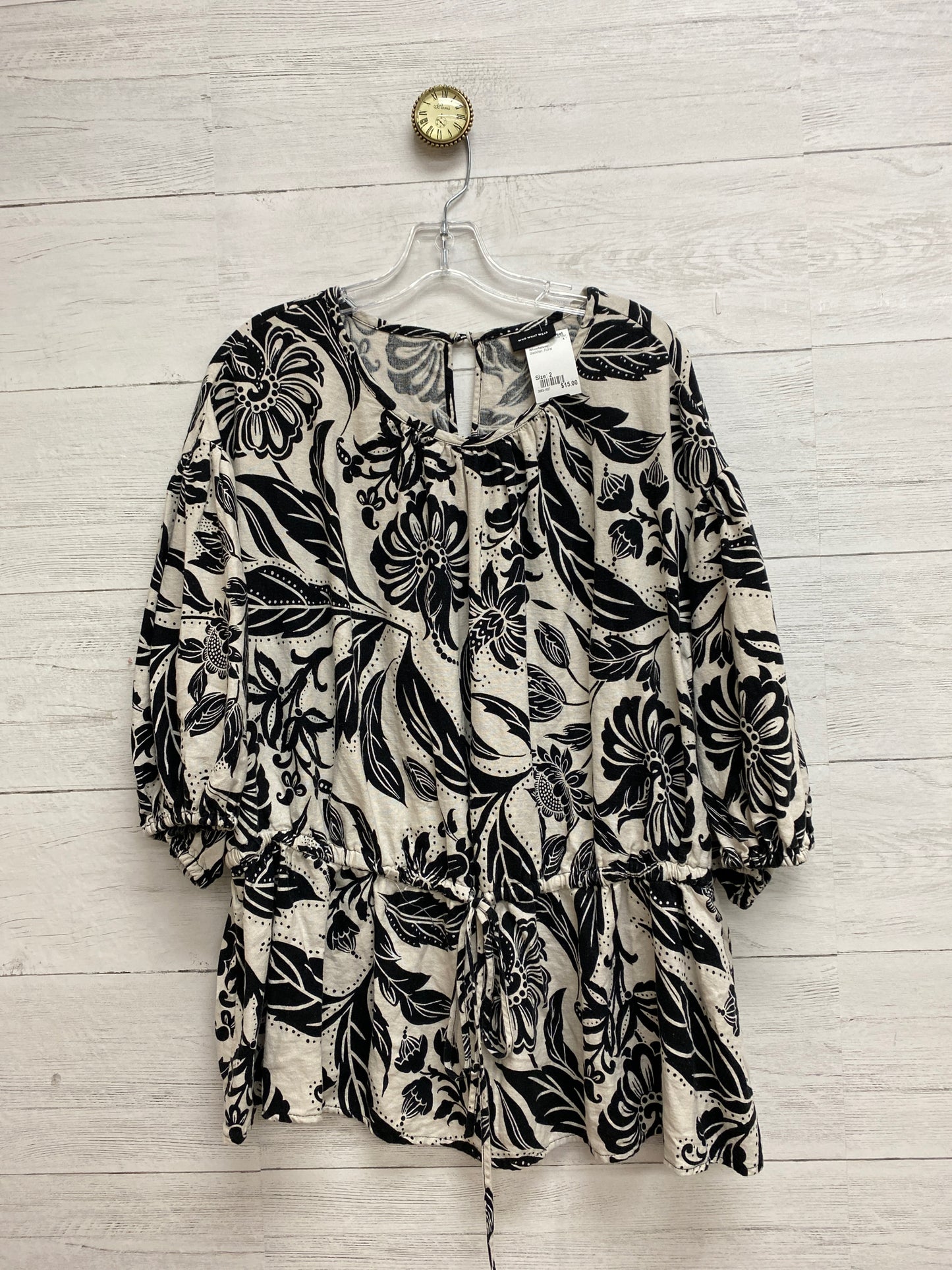 Size 2 Whowhatwear black/tan Shirt