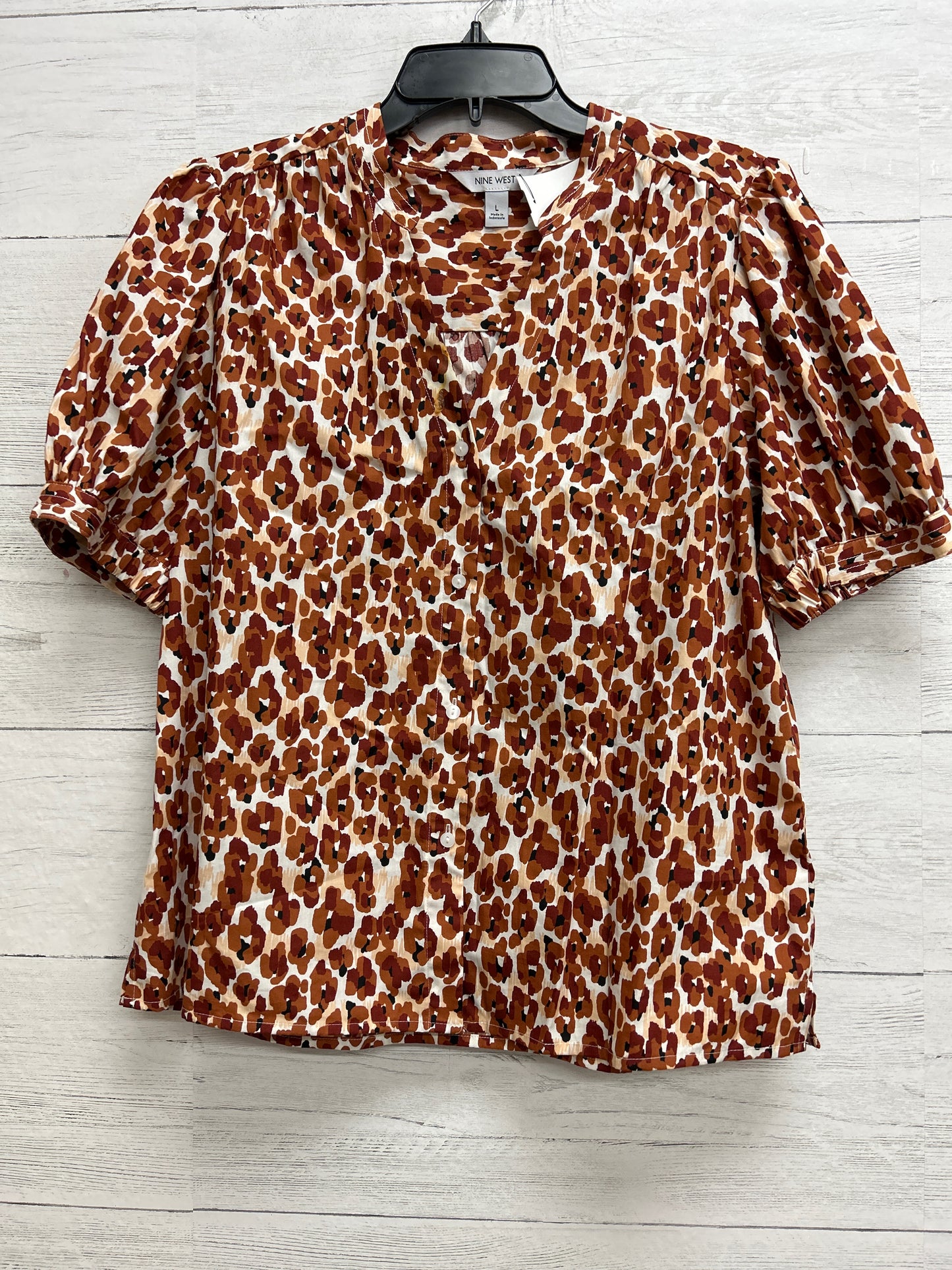 Size L Nine West Brown Print Shirt