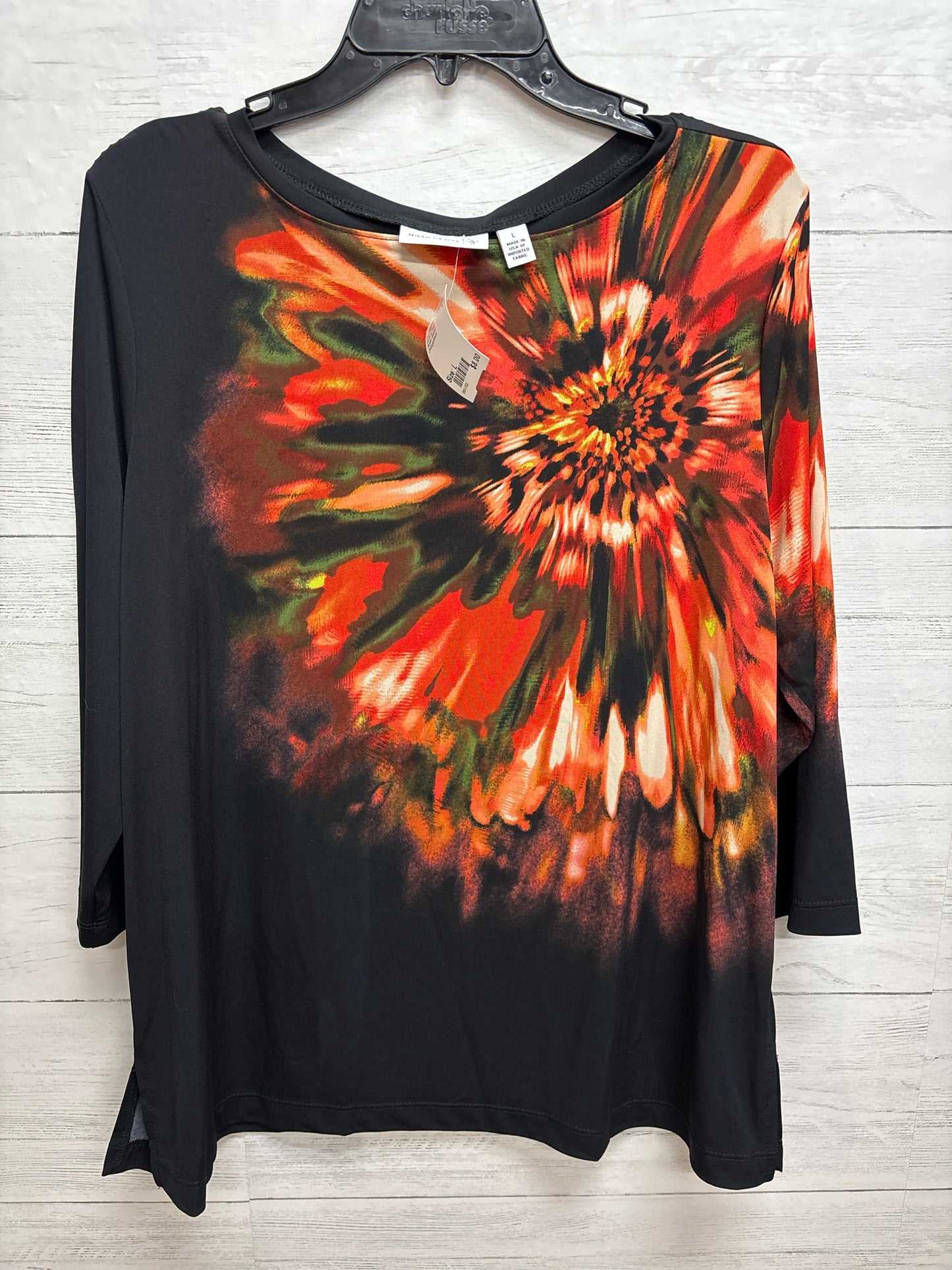 Size L Susan Graver Orange/black Womens Shirt