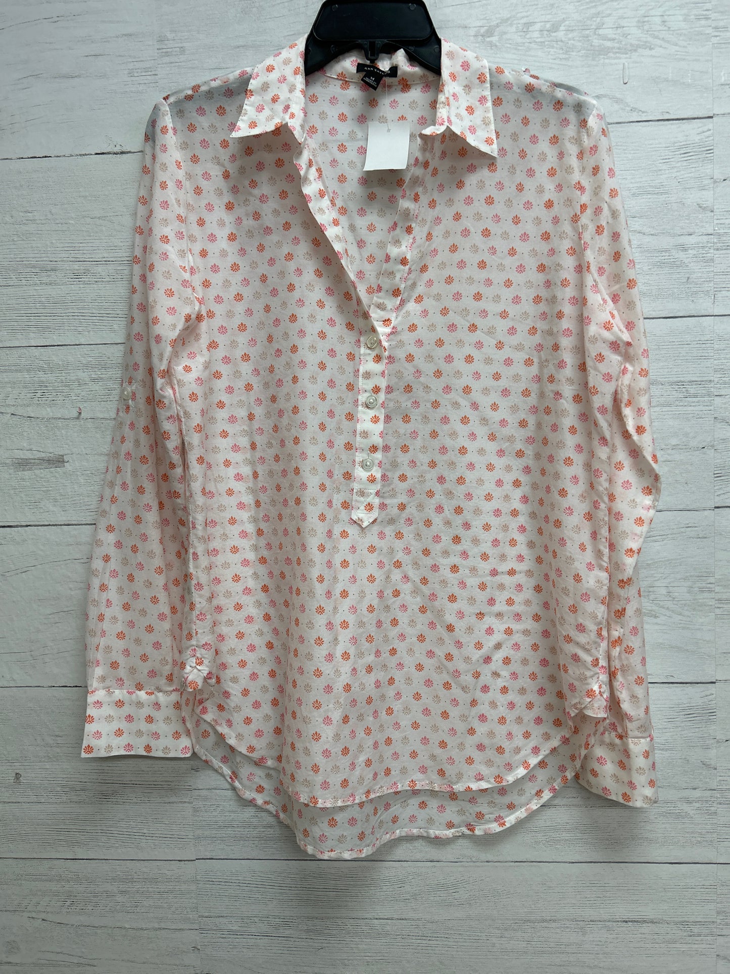 Size M Ann Taylor white/orange Shirt