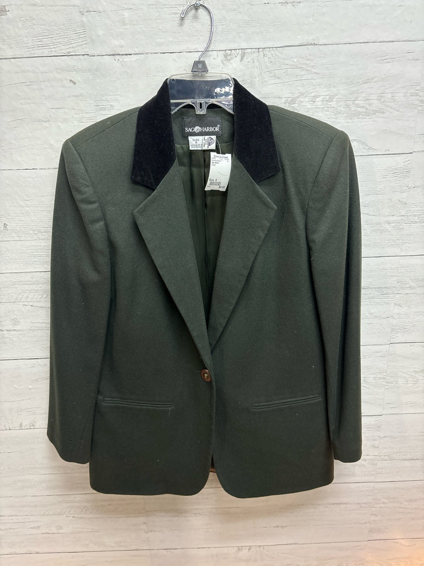 Size 8 Sag Harbor Green Womens Blazer
