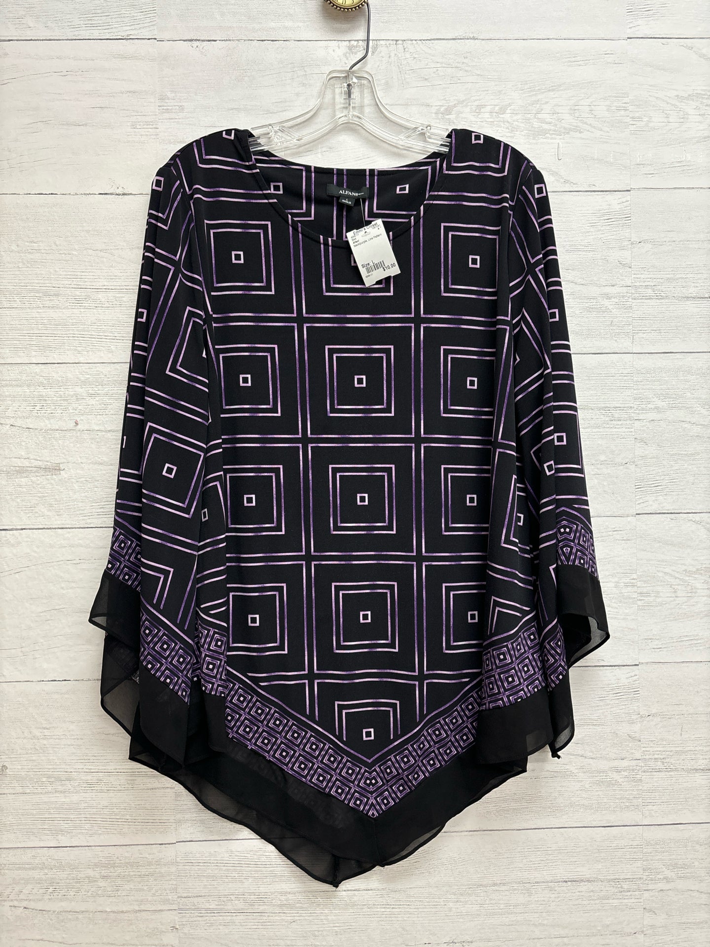 Size L Alfani black/purple Shirt