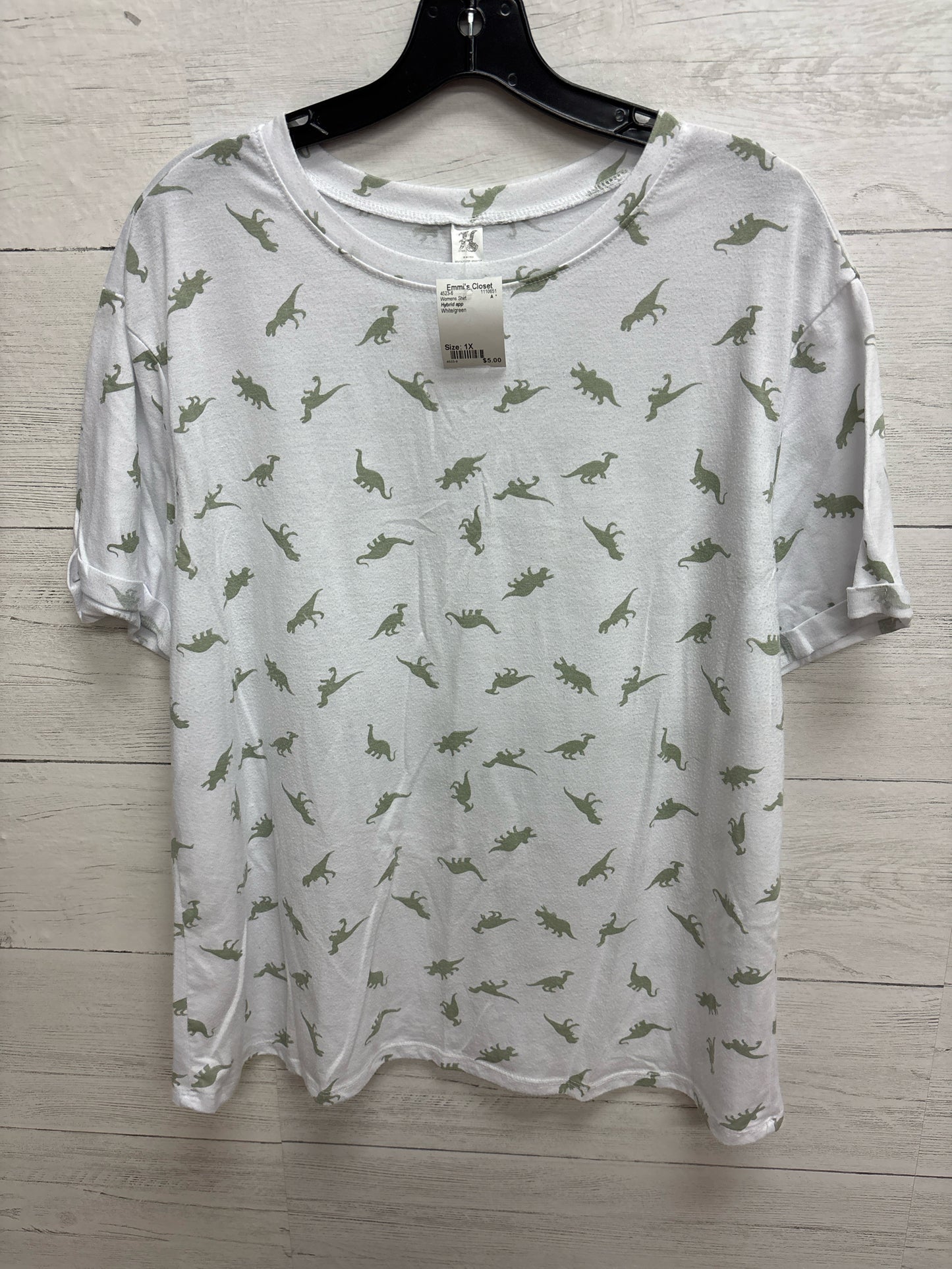 Size 1X Hybrid app White/green Womens Shirt