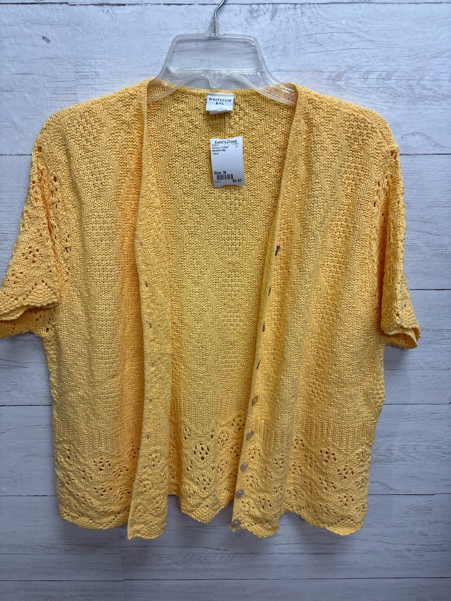 Size M Whitefish Bay Yellow Womens Cardigan