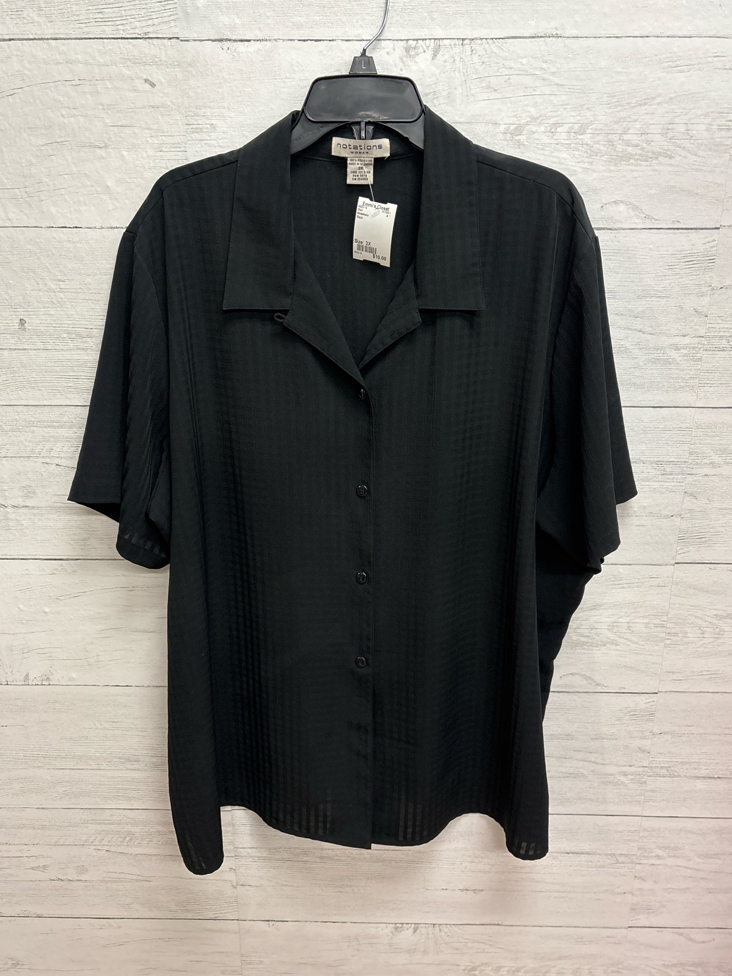 Size 3X Notations Black Shirt