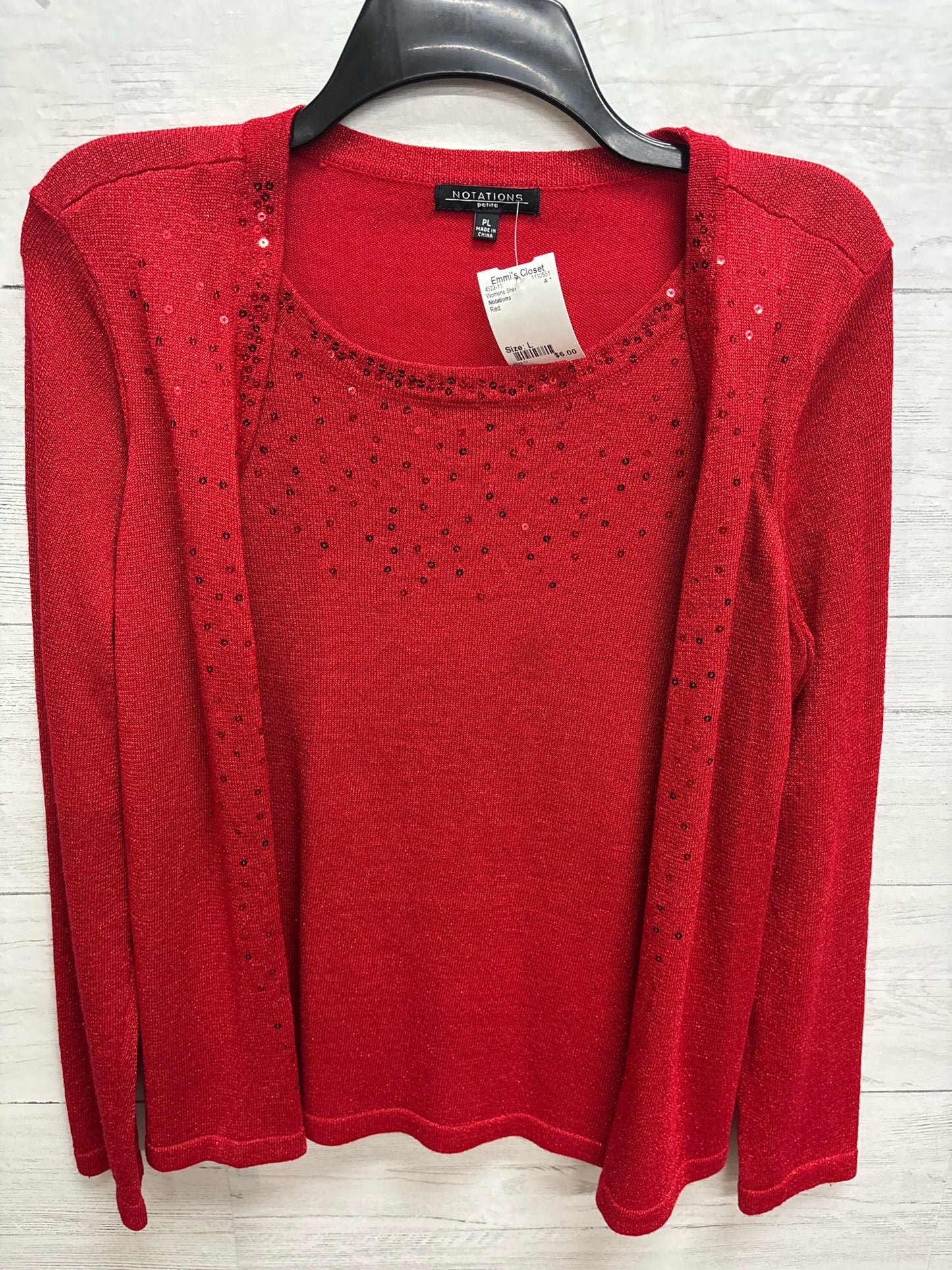 Size L Notations Red Womens Shirt