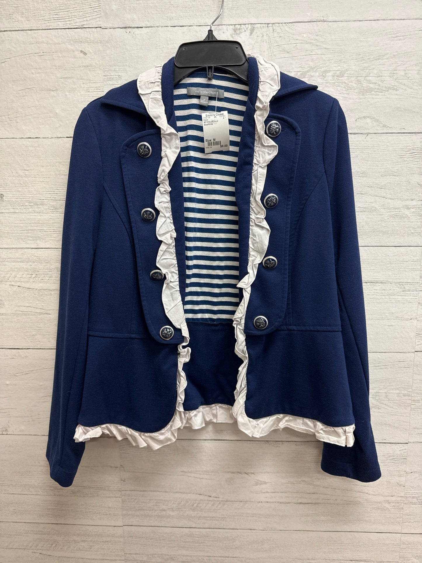 Size M MY COLLECTION Blue/White Blazer