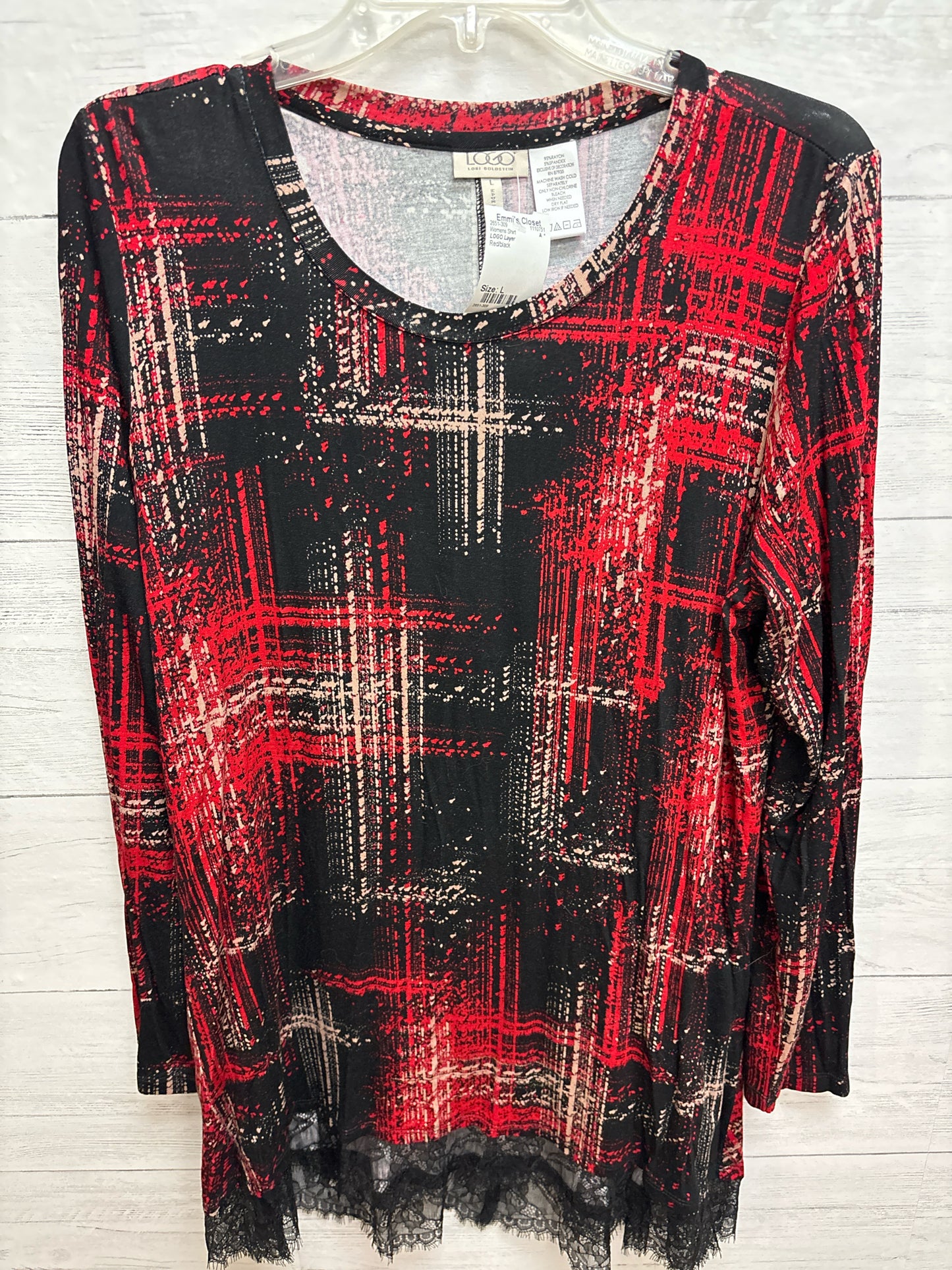 Size L LOGO Layer Red/black Womens Shirt