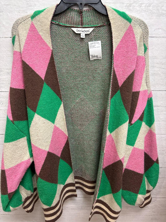 Size L DAVI & DANI green/pink/brown Womens Cardigan