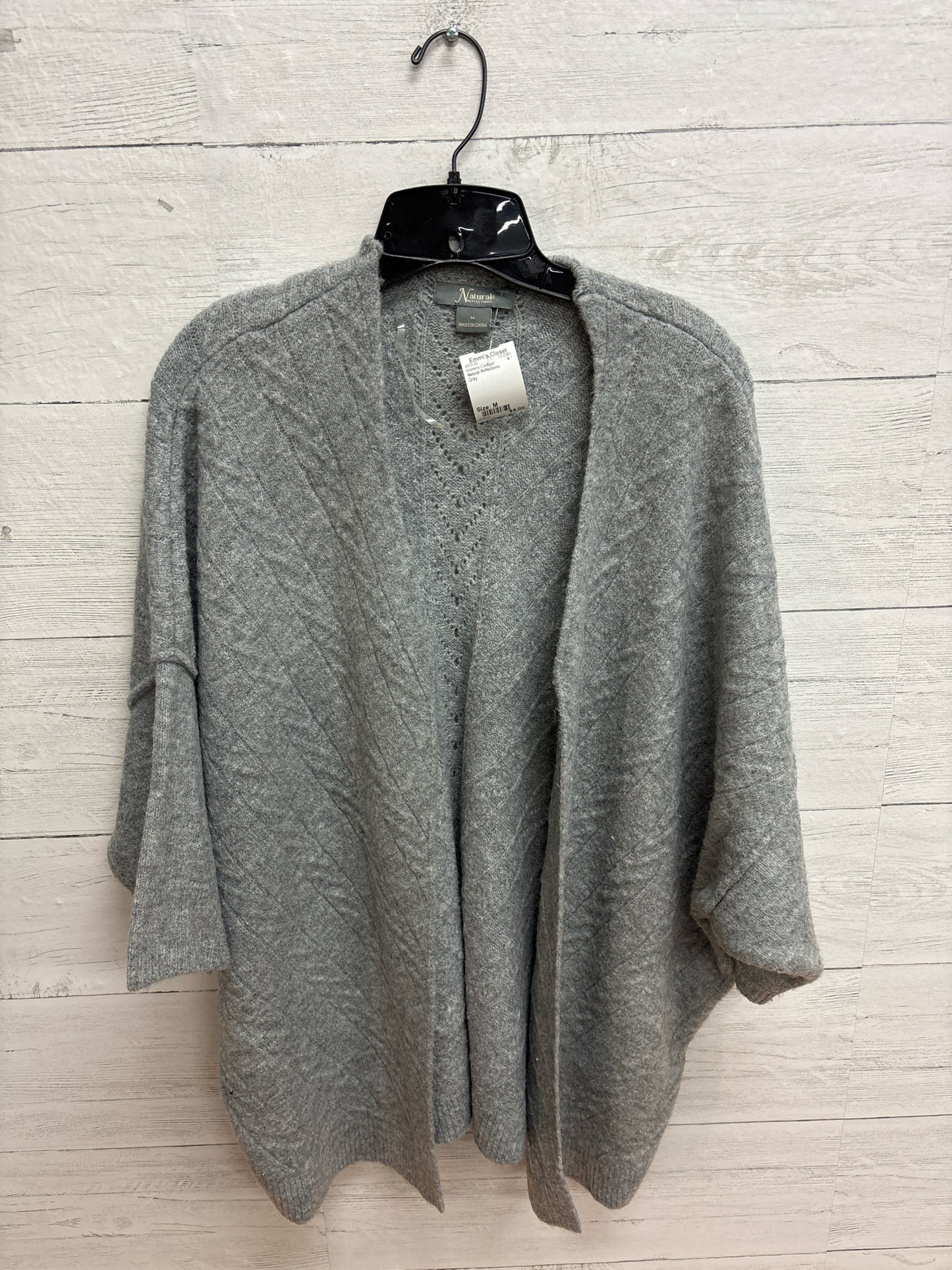 Size M Natural Reflections Grey Womens Cardigan