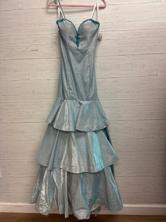 Size 2 Tiffany Designs Blue Gown