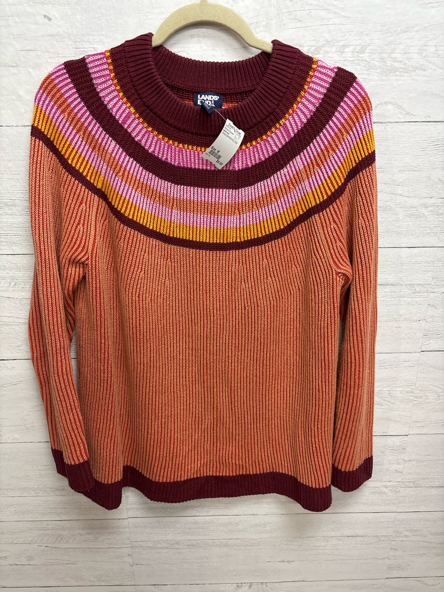 Size M lands end ORANGE/PINK/YELLOW Womens Sweater