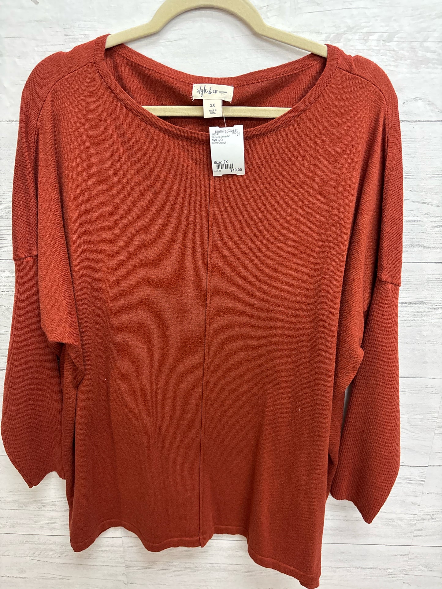 Size 2X Style  & Co Burnt Orange Womens Sweatshirt