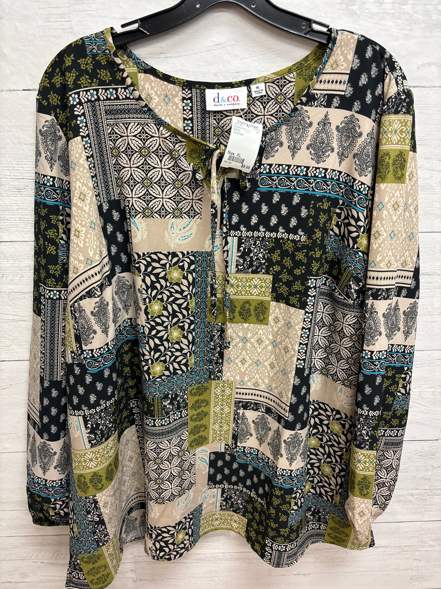Size XL D & Co Tan/Green Womens Shirt