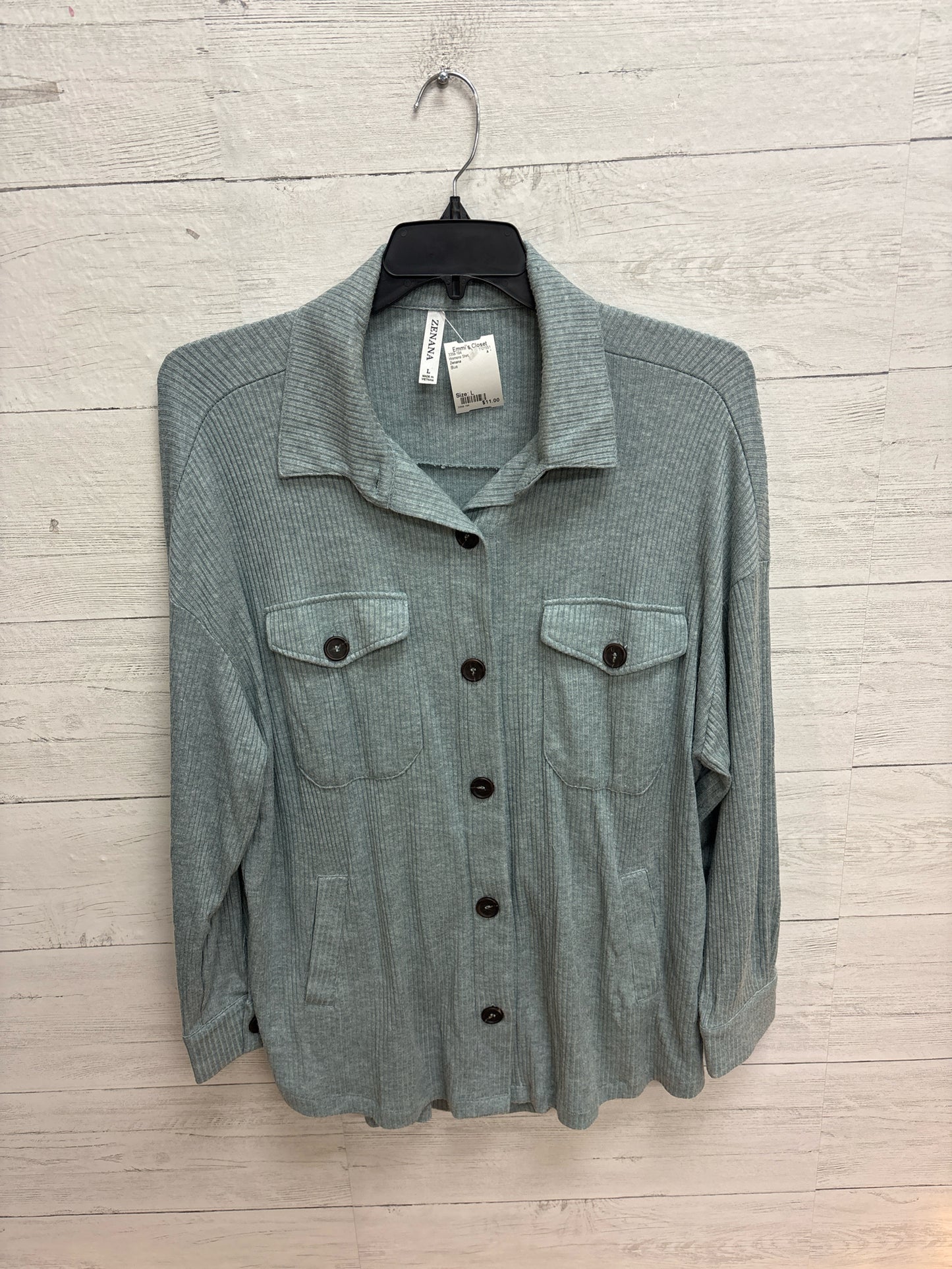 Size L Zenana Blue Womens Shirt