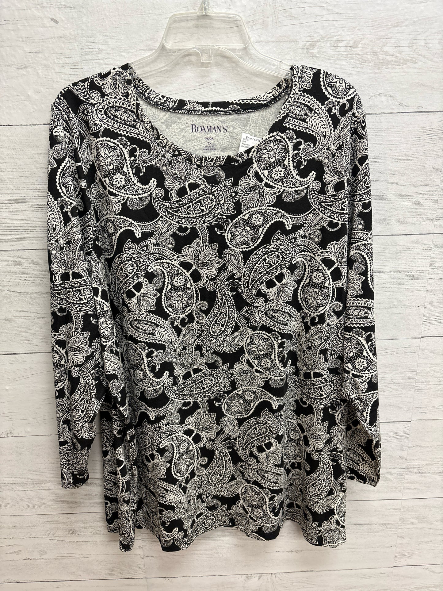 Size 2X Roamans Black/White Shirt