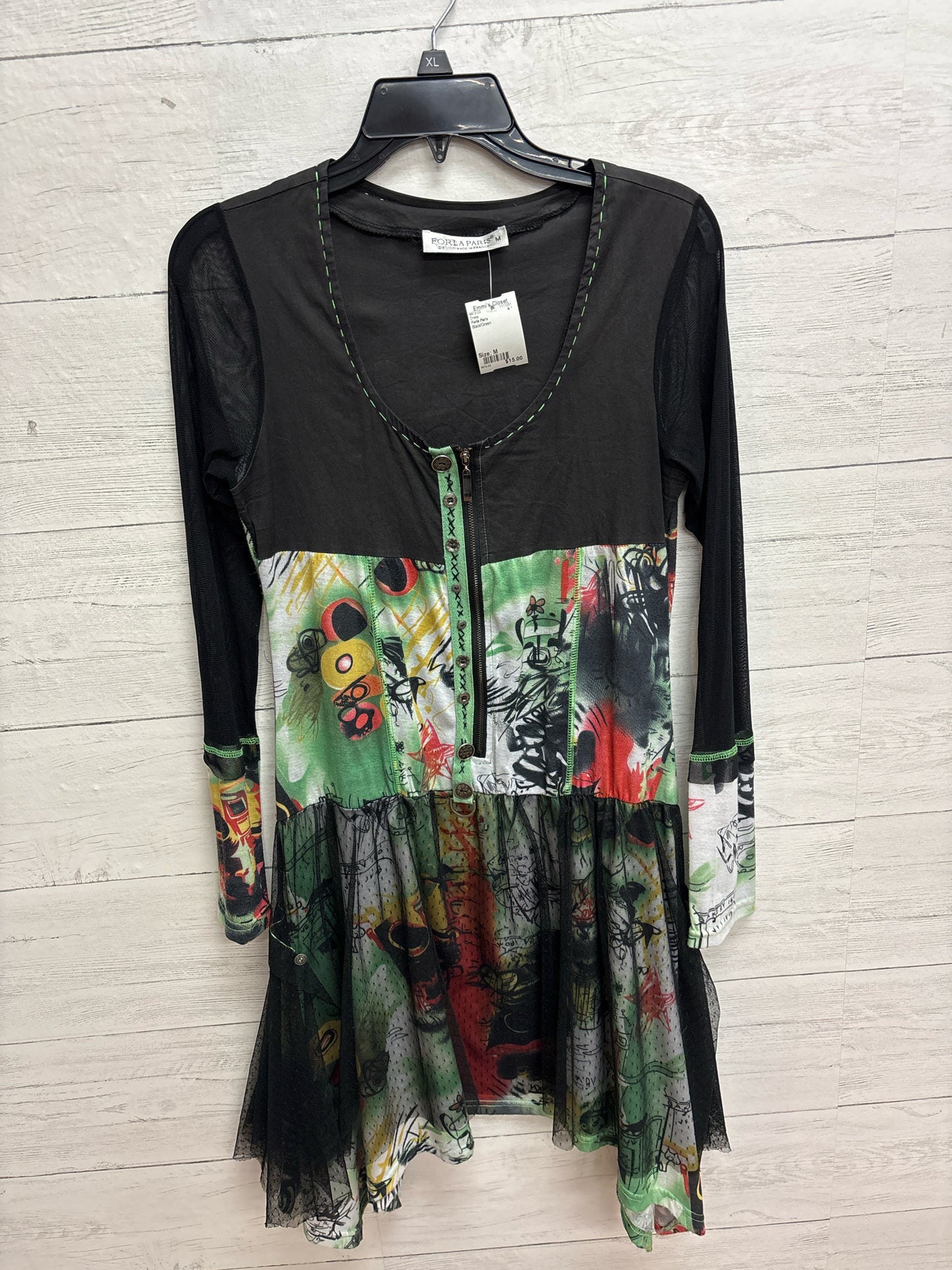 Size M Forla Paris Black/Green Dress