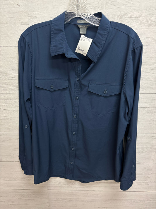 Size L Eddie Bauer Navy Womens Shirt