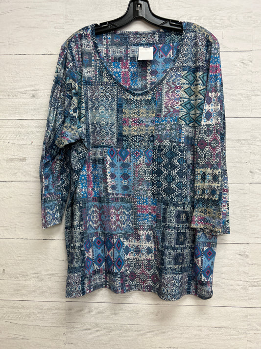 Size 1X Blue Print Shirt