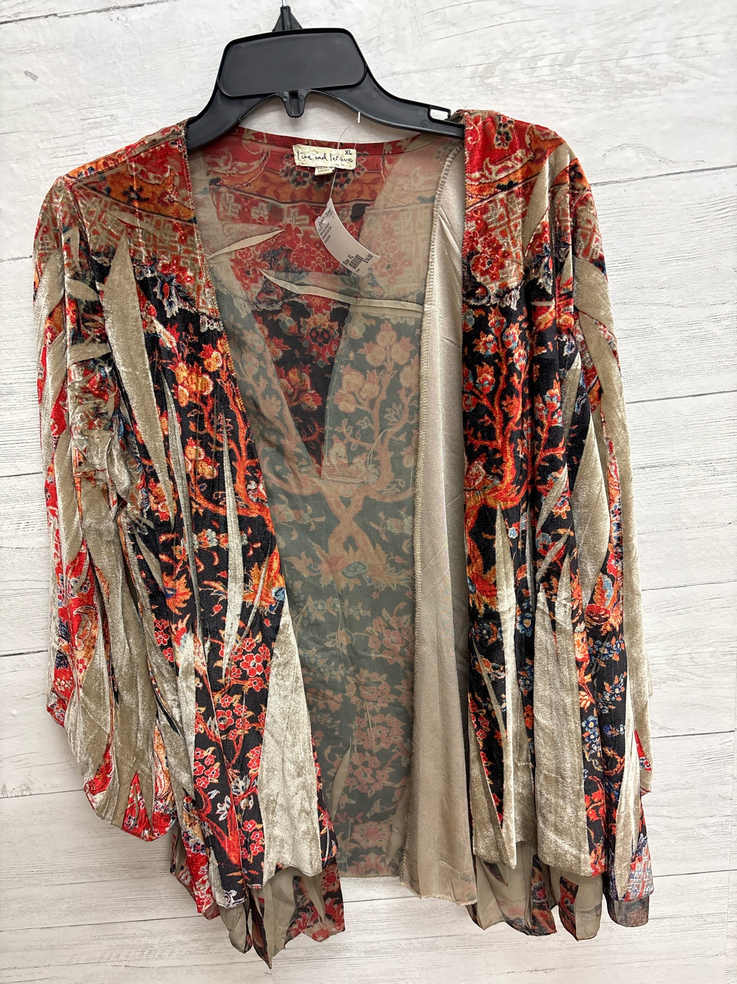 Size XL Live and Let Live orange/tan Womens Cardigan