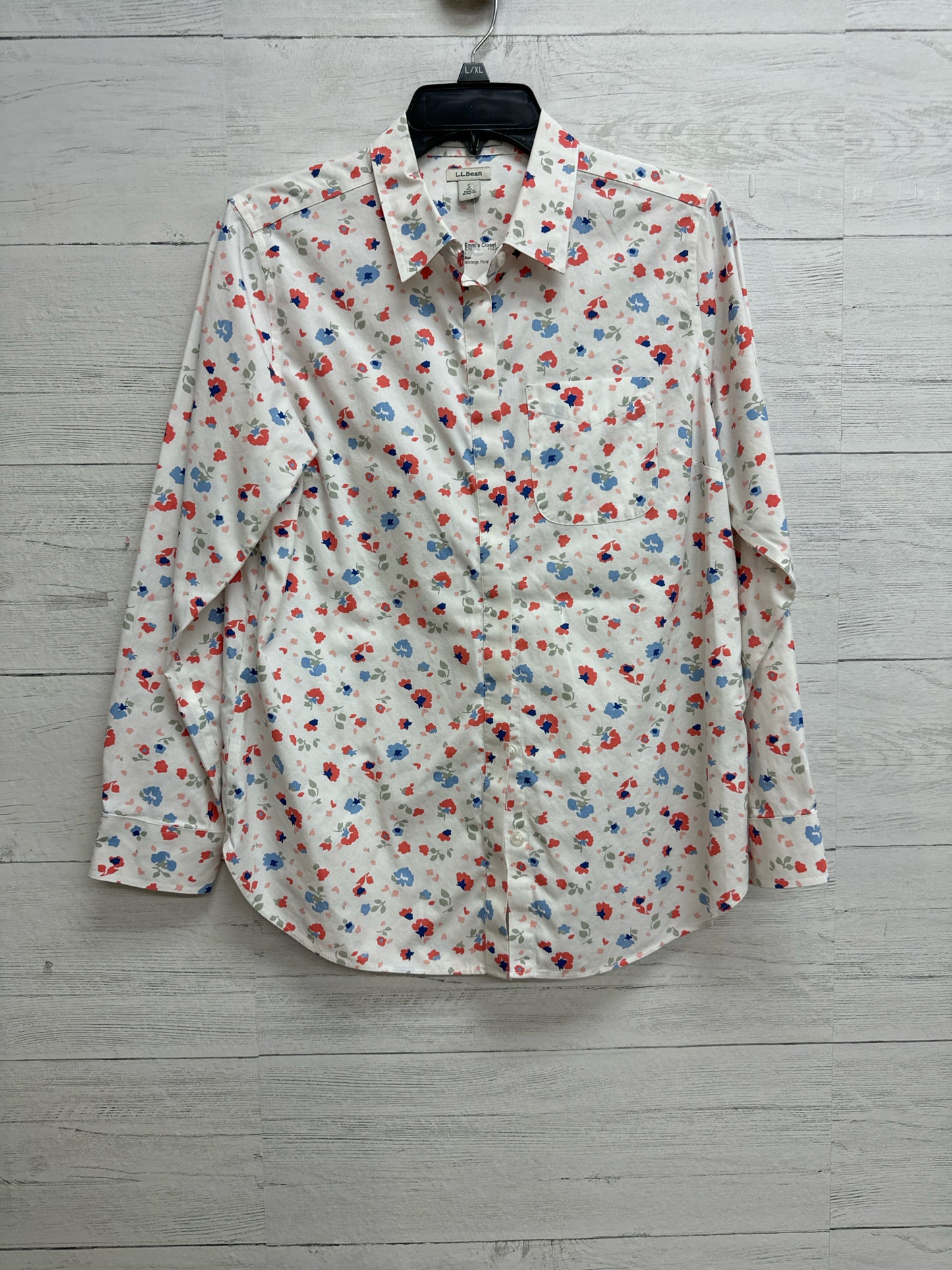 Size S LL Bean white/orange Shirt