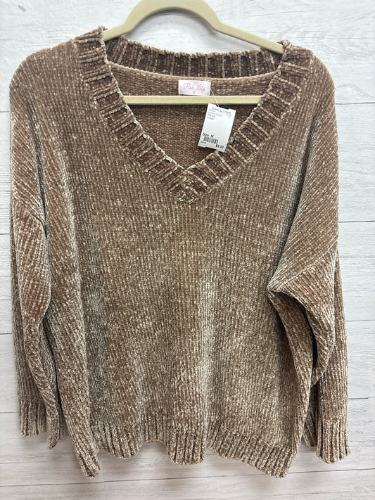Size M Pink Lily tan/gold Womens Sweater