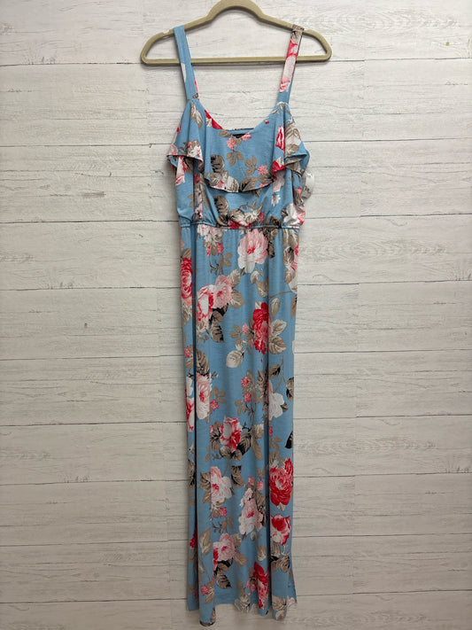 Size L three pink hearts BLUE FLORAL Dress