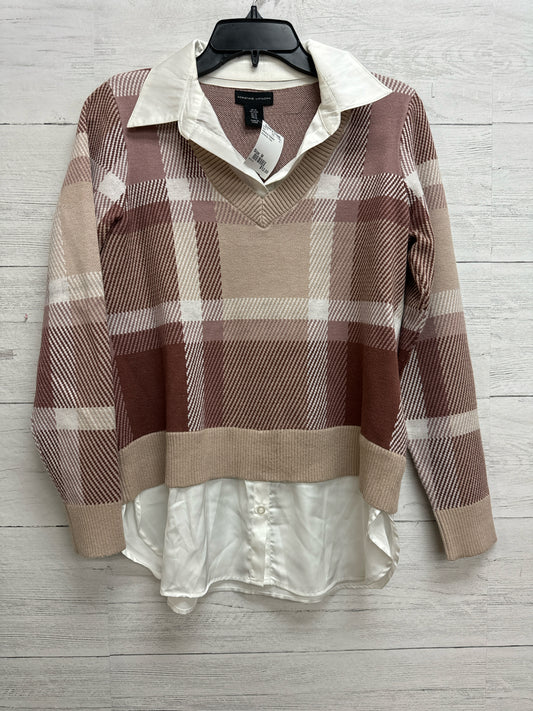 Size M Adrienne Vittadini tan/white Shirt