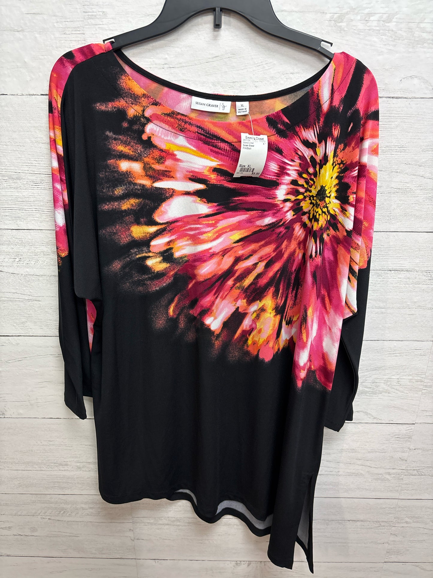 Size XL Susan Graver Pink/Black Womens Shirt