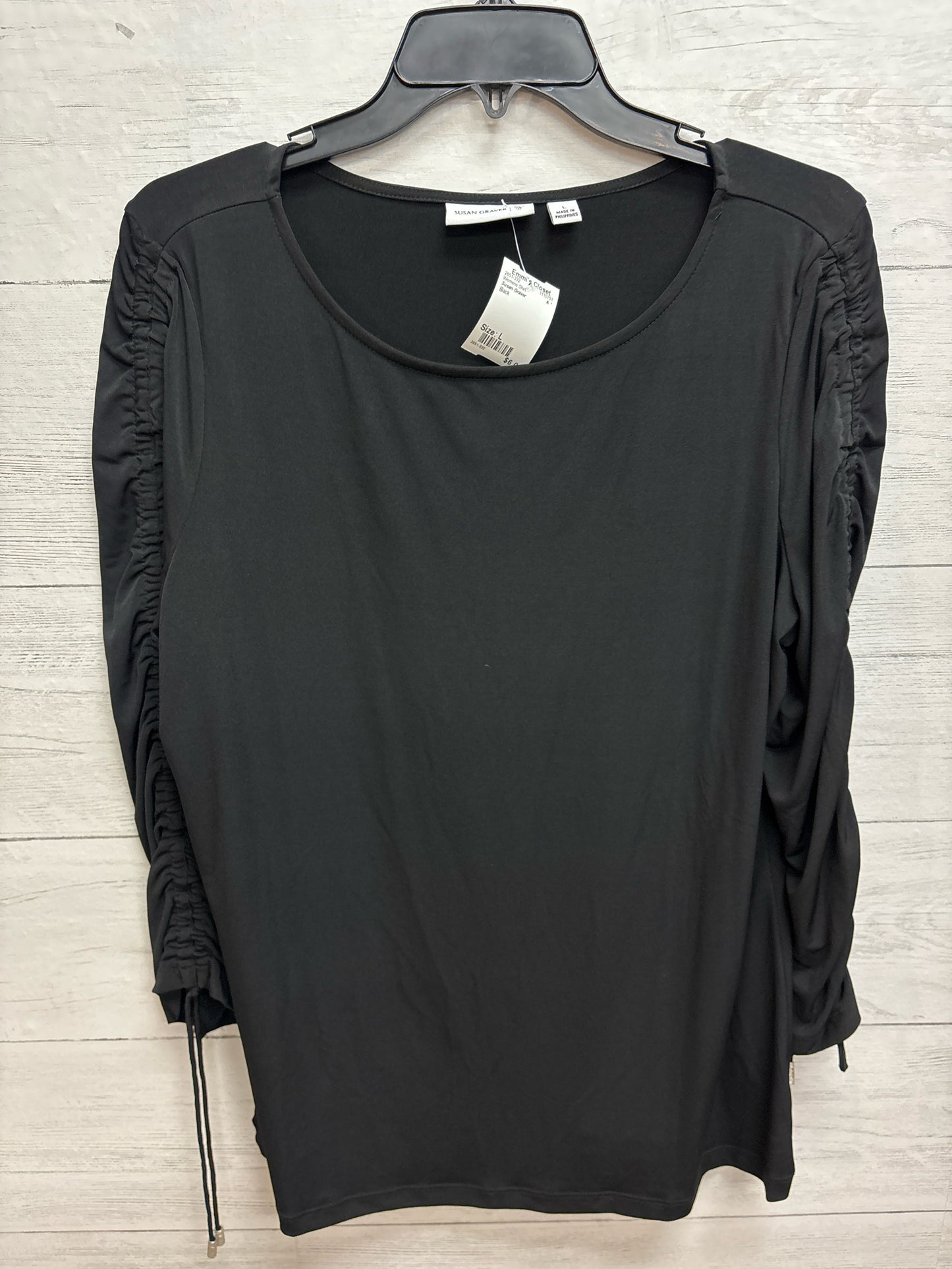 Size L Susan Graver Black Womens Shirt