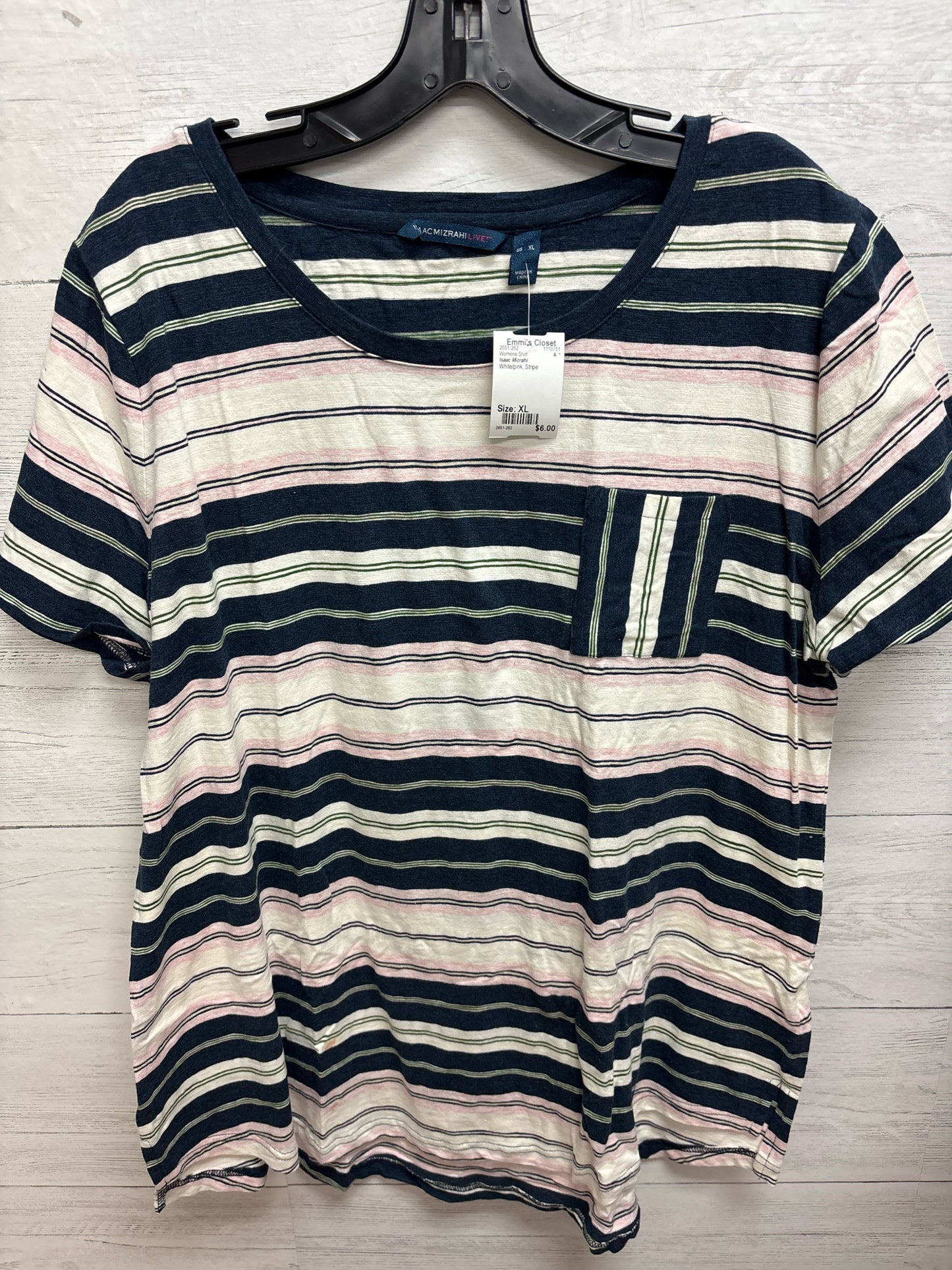 Size XL Isaac Mizrahi White/pink Womens Shirt