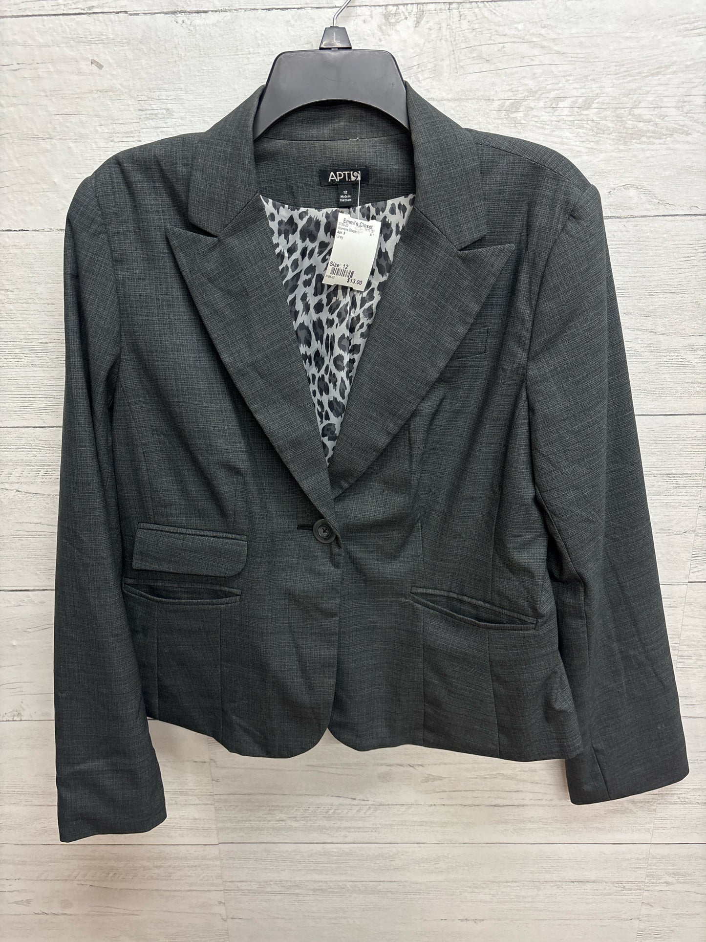Size 12 Apt. 9 Grey Womens Blazer