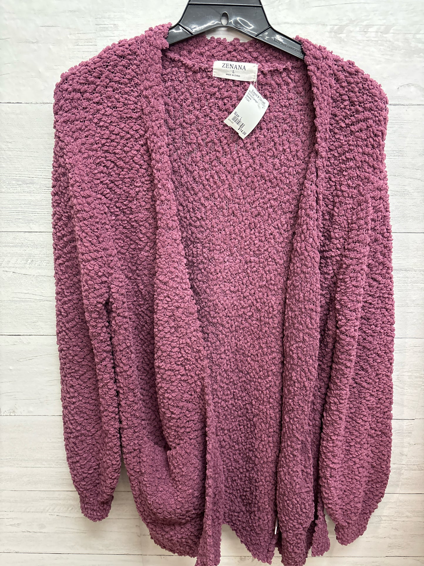 Size L Zenana Purple Womens Cardigan
