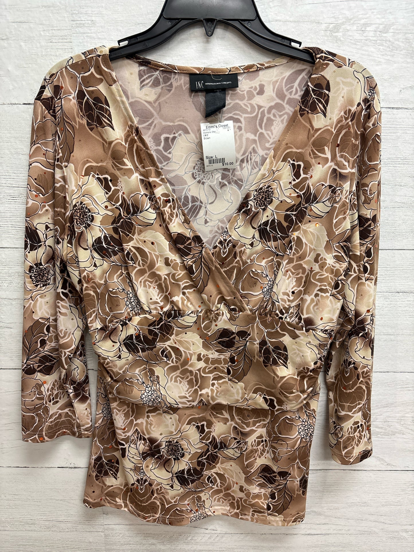Size L I.N.C Brown Womens Shirt