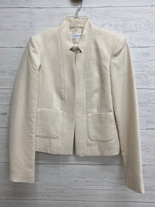 Size 2 Calvin Klein gold/white Blazer