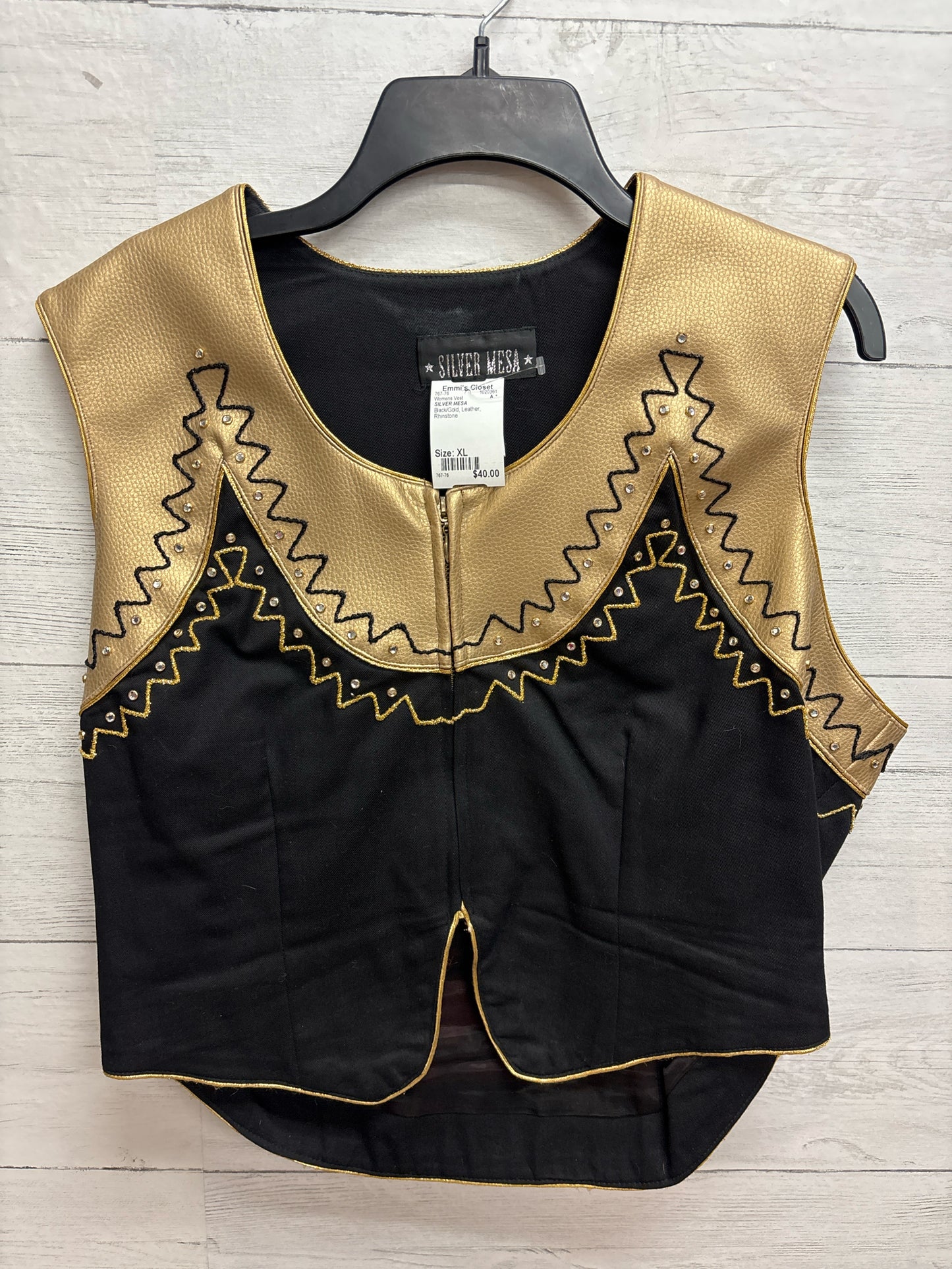 Size XL SILVER MESA Black/Gold Womens Vest