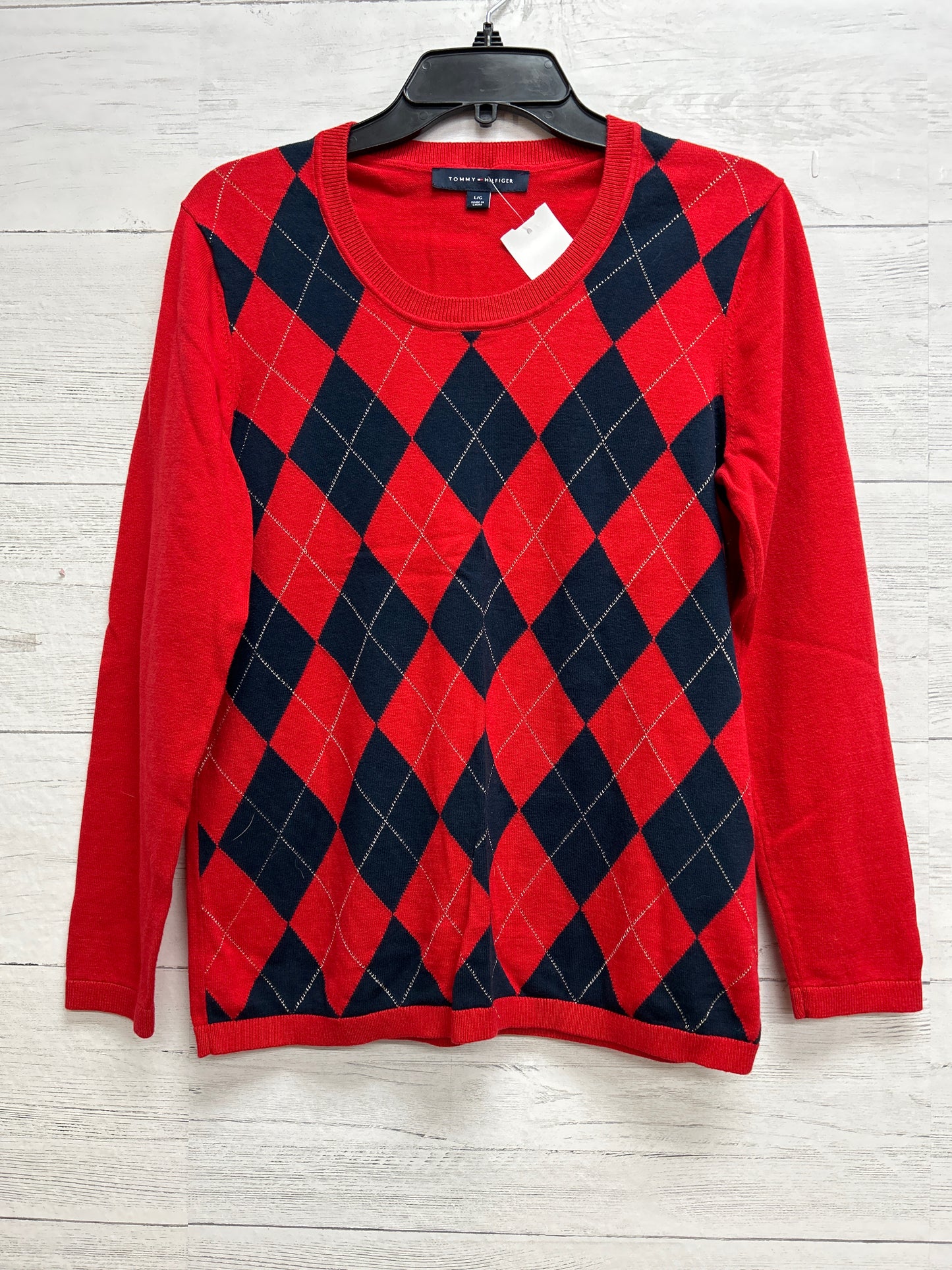 Size L Tommy Hilfiger Red/Navy Sweater