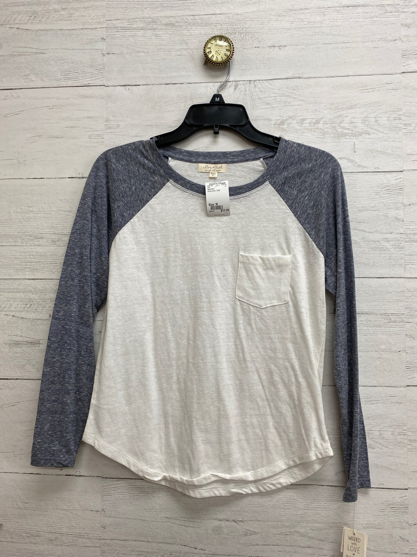 Size M Ultra Flirt Grey/white Shirt