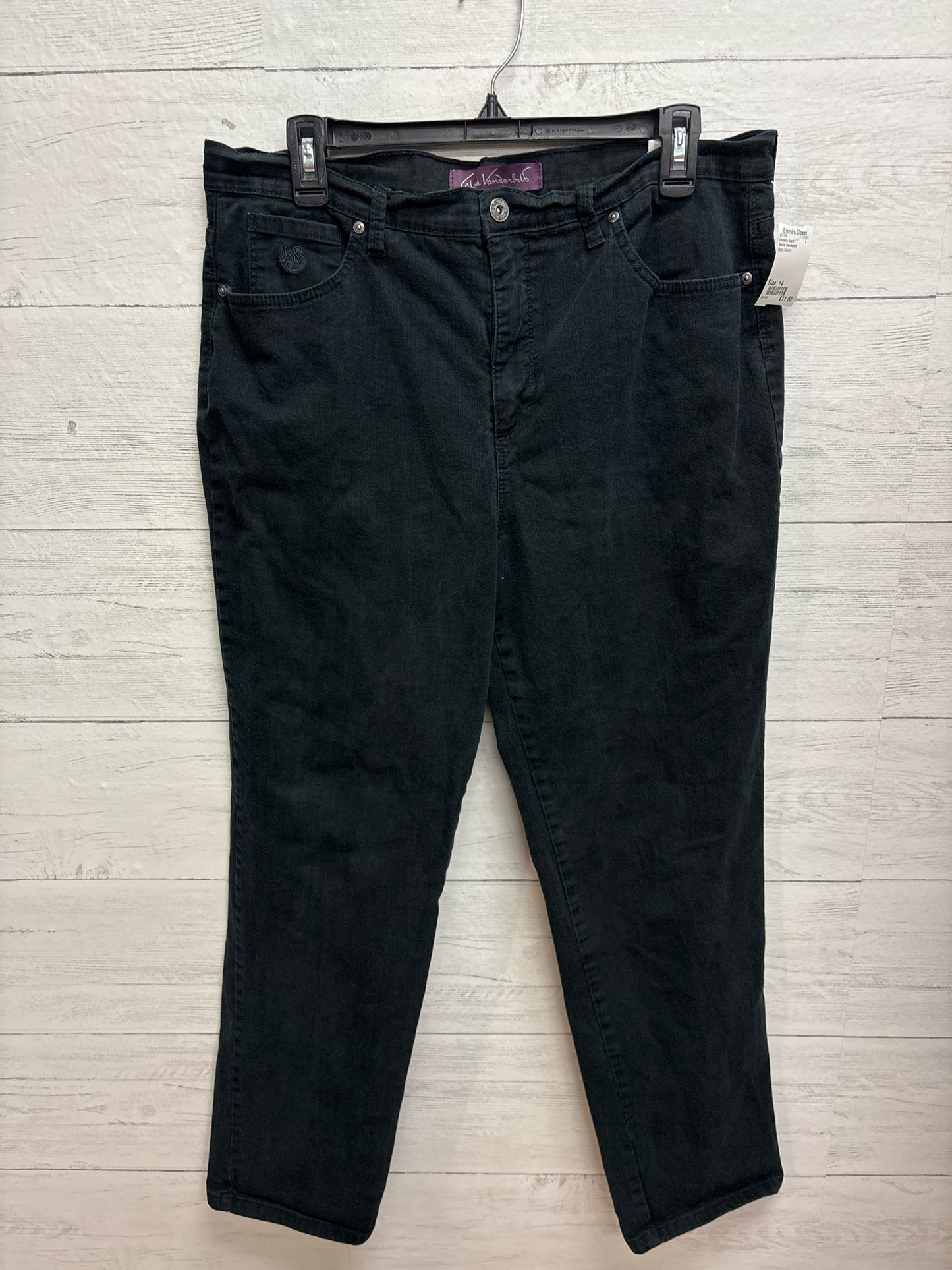 Size 14 Gloria Vanderbilt Black Denim Womens Jeans