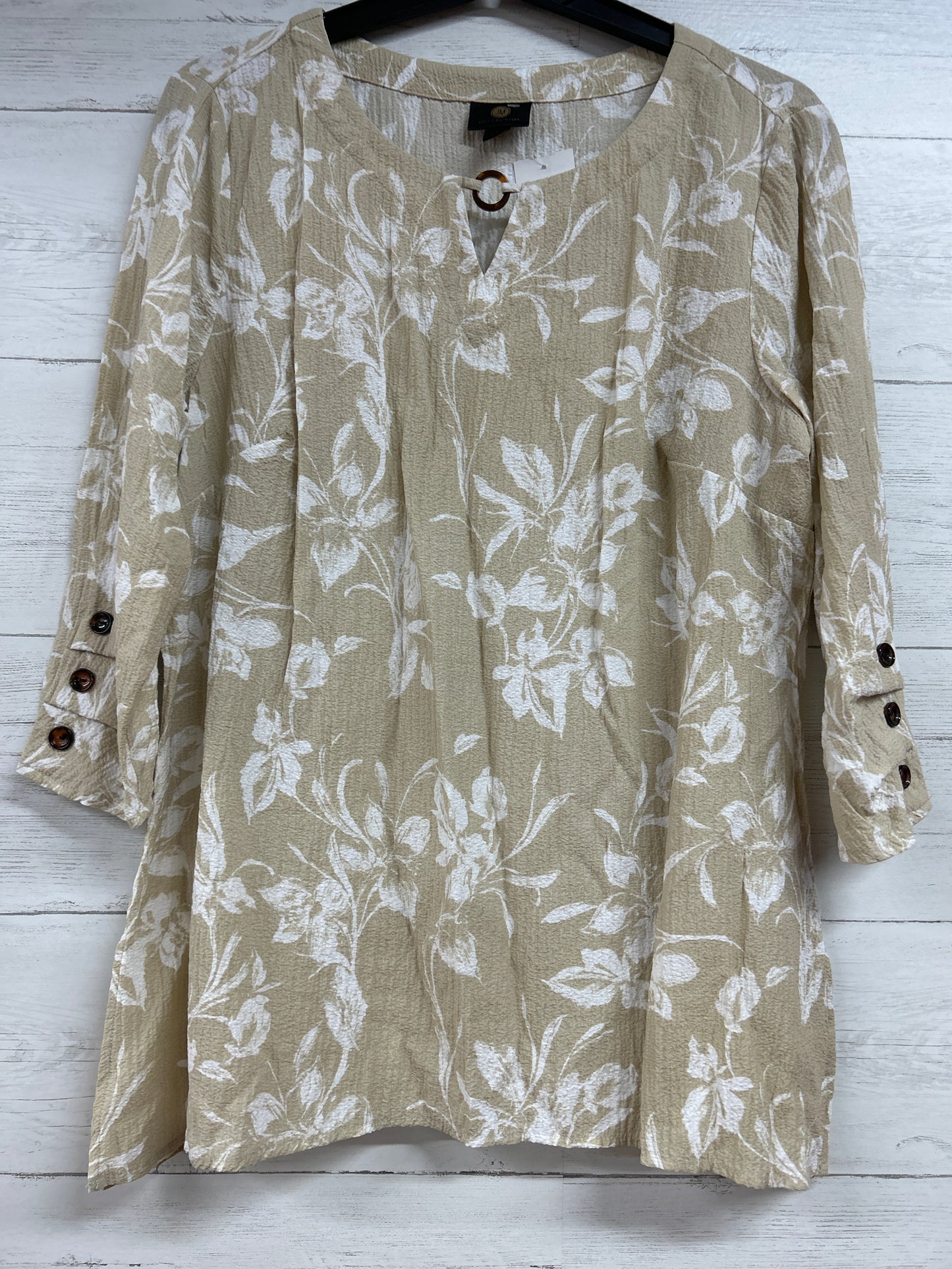 Size L JM Collection tan/white Shirt