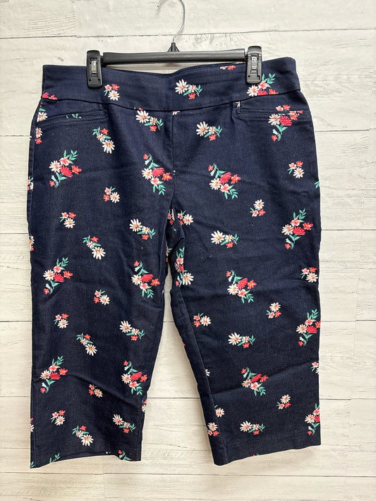 Size 14 Croft & Barrow BLUE FLORAL Capri